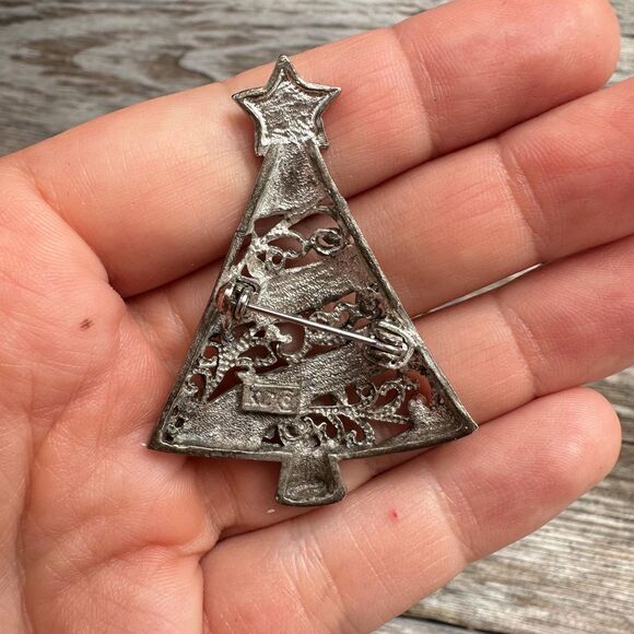 Vintage Christmas Tree Brooch Christmas Tree Pin - Picture 2 of 2